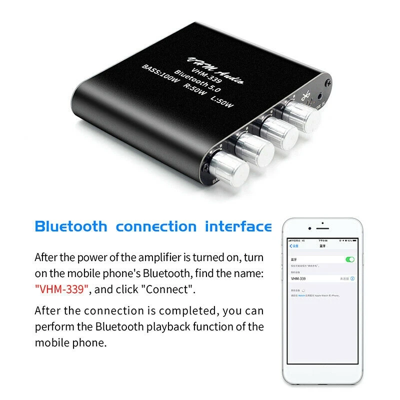 

HIFI Bluetooth Stereo Audio Subwoofer Amplifier Board TPA3116 D2 Digital Power Amplifier 2.1 Channel 2X50W+100W