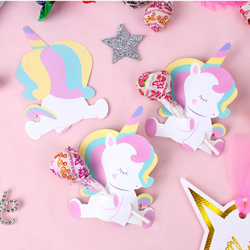 

Kids Unicorn Party Decor DIY Lollipop50pcs Paper Candy Card Baby Shower Halloween Wedding Decoration Birthday Party Supplies