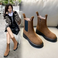 russian winter women ankle boots leather boots cow suedewool lining warm boots vintage snow boots 15cm23cm two tube heights