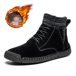 Замшевые кожаные ботинки размера плюс 48, мужские зимние ботинки, теплые зимние ботинки, мужские водонепроницаемые ботильоны, мужские ботинки, зимняя обувь для мужчин