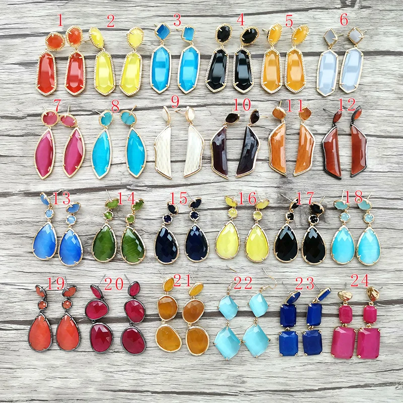 1 пара Каплевидная форма Форма серьги с камнями опалами Длинные висячие
