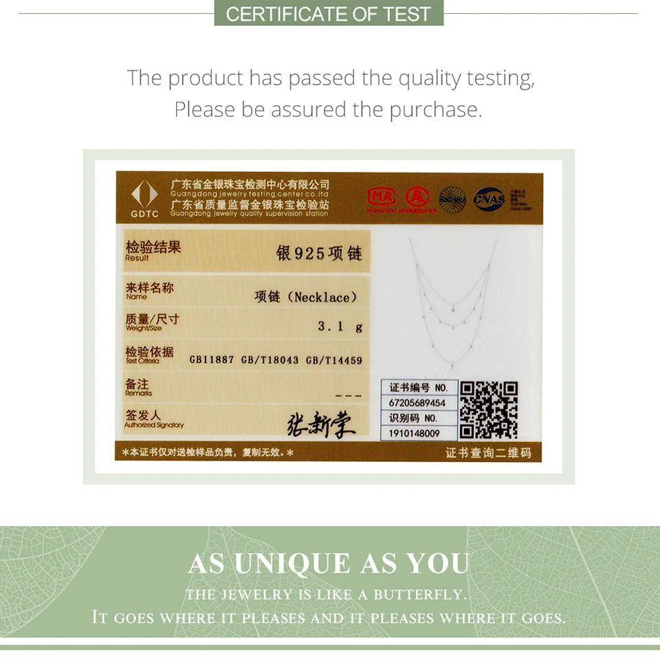 

BISAER 2020 Three Layer Necklace Shining Zircon 925 Sterling Silver Romantic Style For Women Wedding Fine Jewelry HSN429