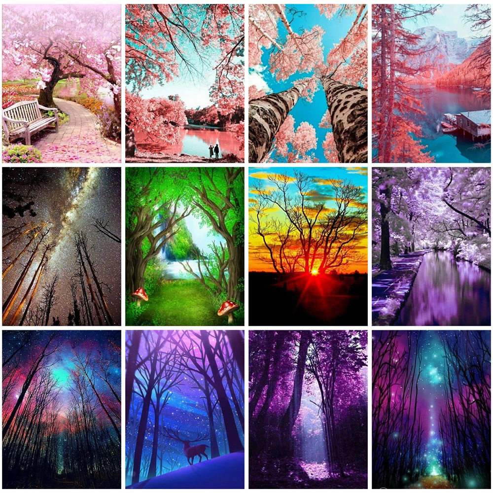 

Tree Picture 5D DIY Diamond Painting Square/Round Full Drill Mosaic Cross Stitch Kit Artist Home Decoration