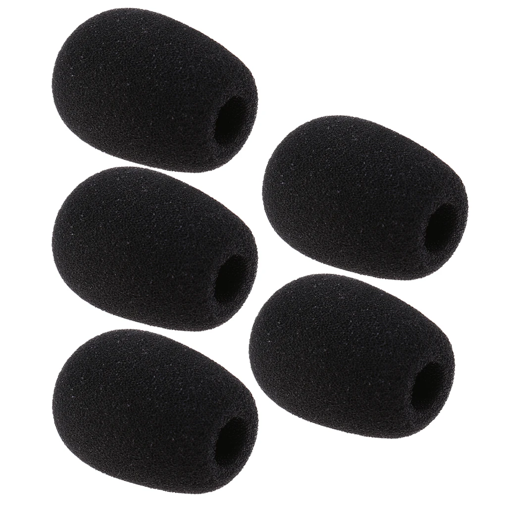 

5X Headset Microphone Protection Mini Condenser Conference Mic Sponge Windscreen Foam Guard Cover Black