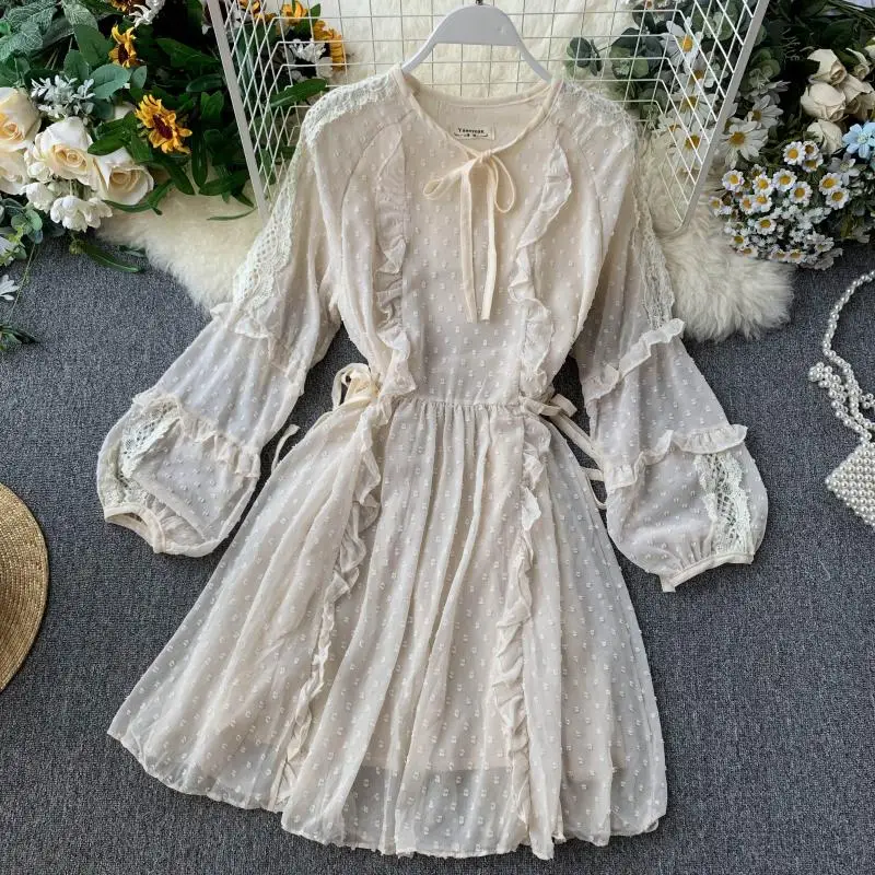 Женское платье для подиума роскошное Сетчатое в горошек с вырезом 2019