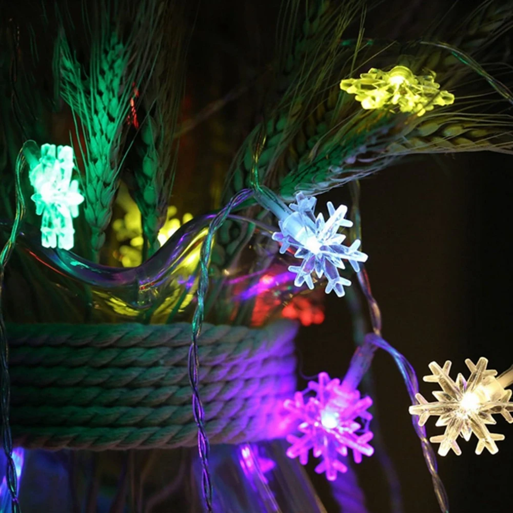 LED Crystal Snowflakes String Light 40LED Indoor Decorative with 8 Mode for Party Xmas Halloween Garden Patio AC220 | Лампы и