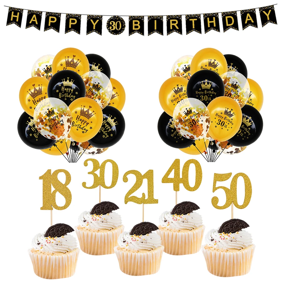 

Birthday Decorations for 30 40 50 Years Old Woman Man Adult Birthday Anniversary Hang Confetti Balloon Banner Tableware Decor