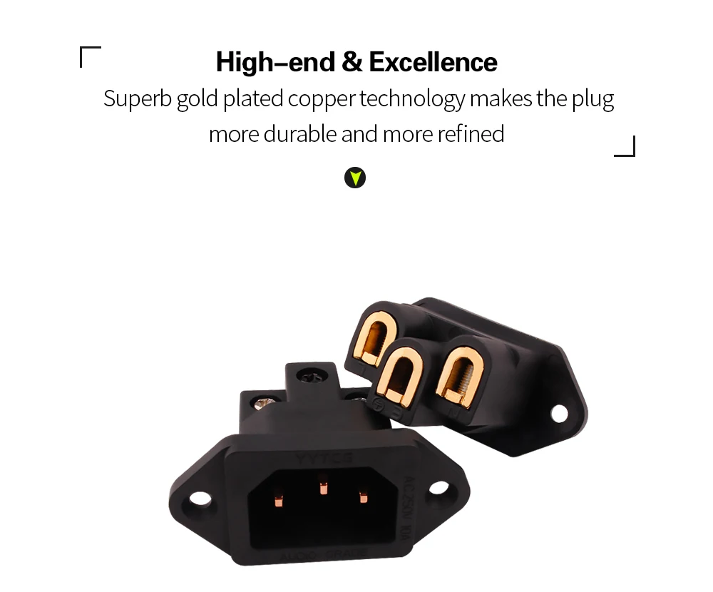 YYAUDIO AC IEC входное гнездо Чистая Медь позолоченная HIFI мощность