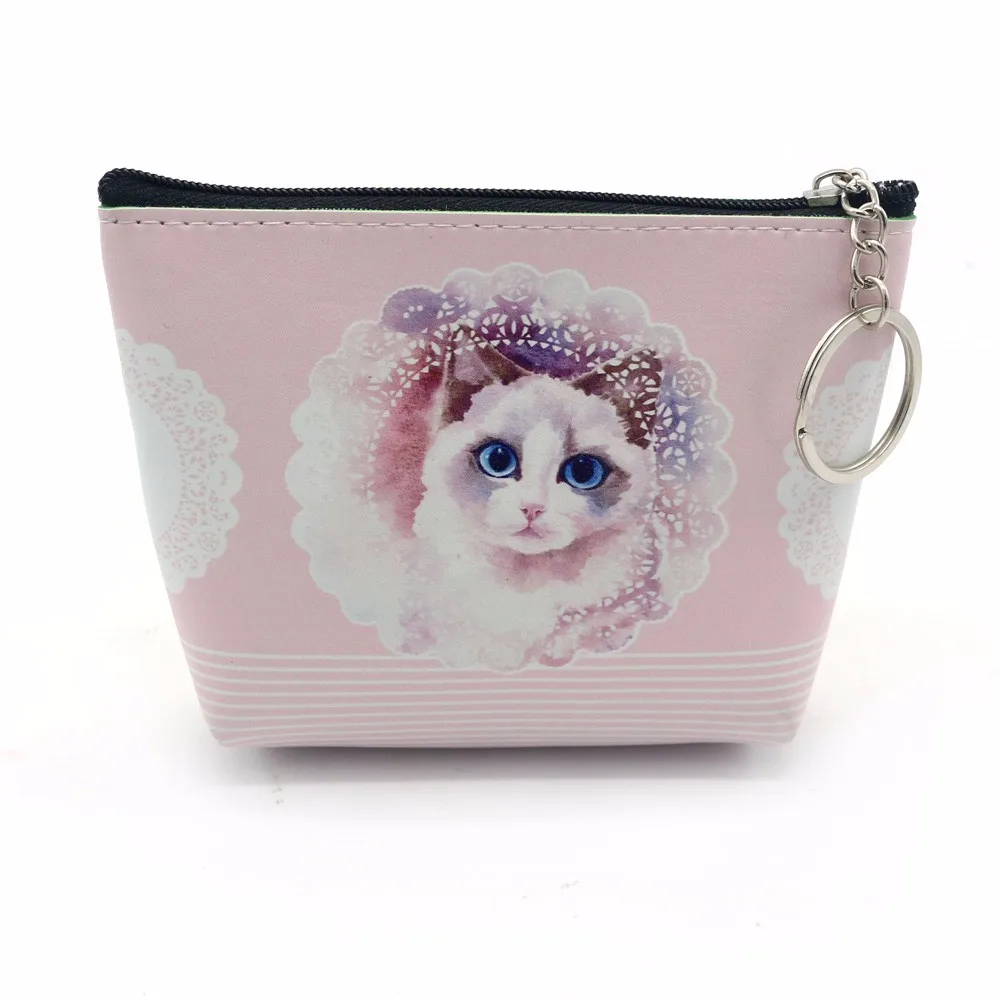Новинка студенческий кошелек с рисунком кота Пантеры детский кожаный на молнии