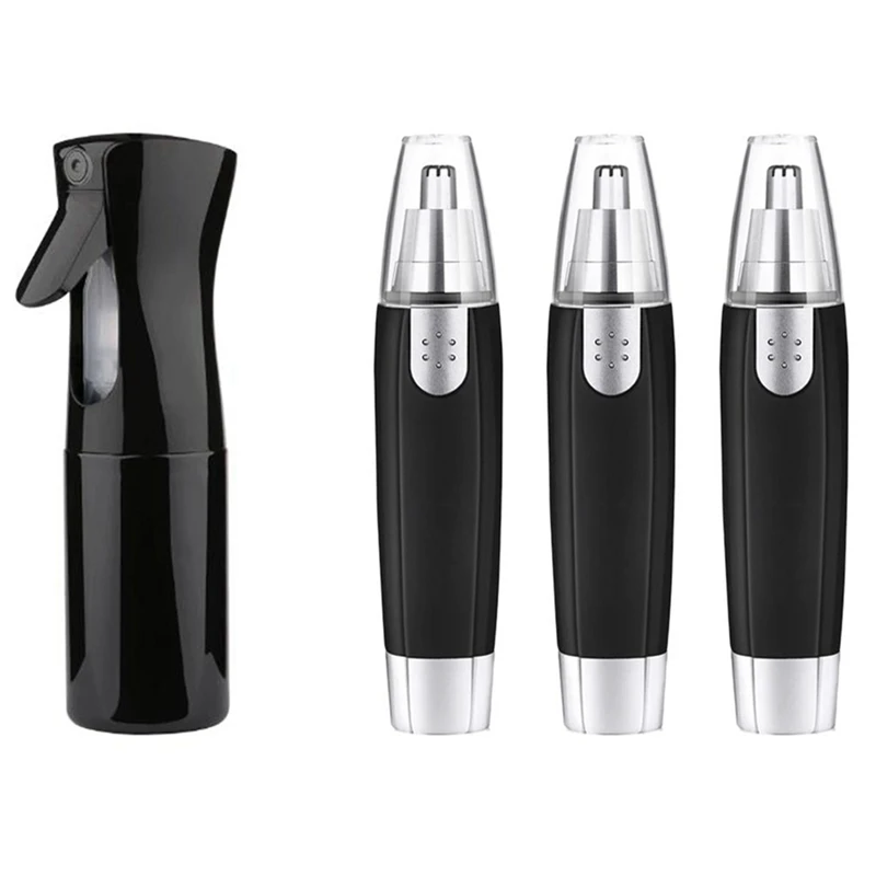 EAS-1Pcs Spray Bottle Aerosol Mist Sprayer-150 Ml, Black & 3 Set Electric Washable Electric Nose Hair Clipper Cleaning