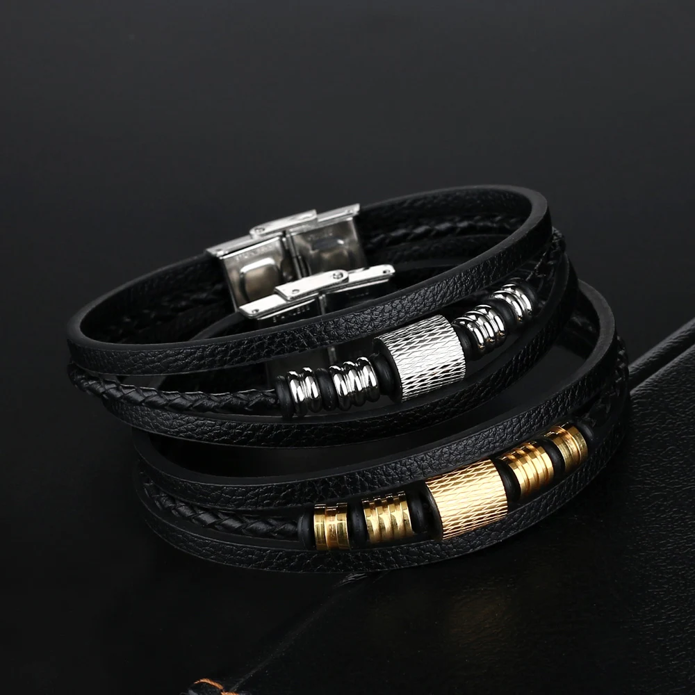 2021 модные очаровательные ювелирные изделия браслет из кожи и нержавеющей стали