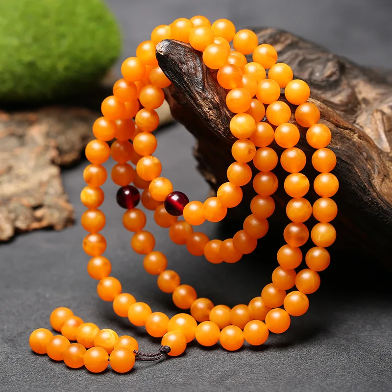 

Браслет под старый медовый воск, куриное масло, желтый браслет 108, матовый мед, янтарный оригинальный камень, цепочка для свитеров для мужчин...