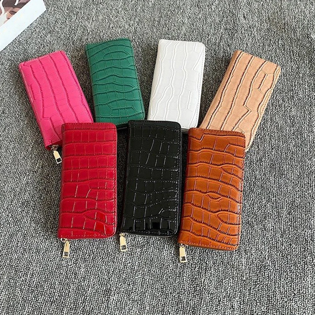 

Женские кошельки из искусственной кожи, удлиненный Дамский кошелек с узором под камень, вместительная сумочка для телефона, маленькие кред...