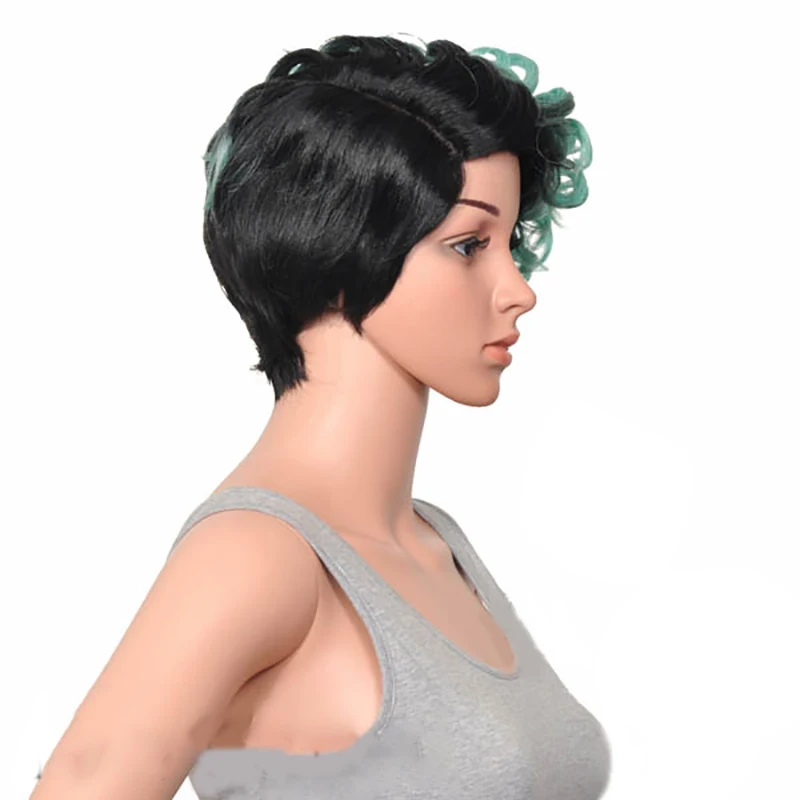 HAIRJOY женский специальный смешанный цвет боковая часть короткий кудрявый синтетический парик для волос
