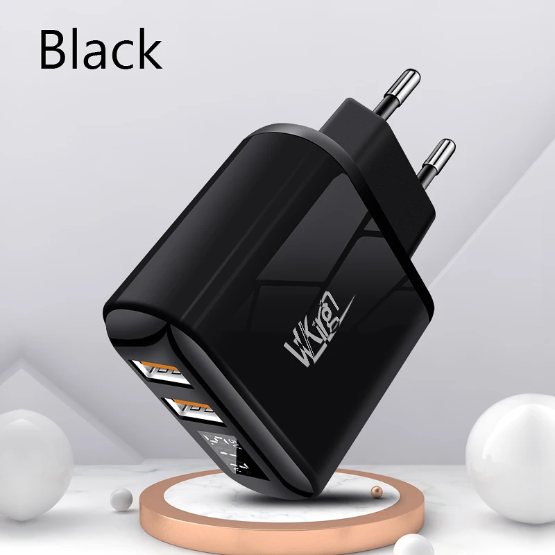 VVKing 18 Вт Быстрая зарядка 3,0 быстрое зарядное устройство HD Смарт-дисплей ЕС Разъем для iPhone X samsung Xiaomi huawei 2 USB QC3.0 зарядное устройство адаптер - Тип штекера: Black