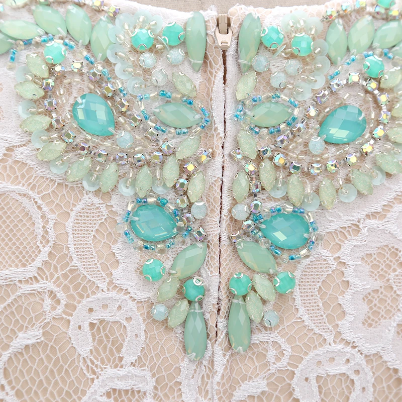 

Kiss White Stock Clearance Prom Dress Sexy Evening Gown Lace Beads Gown 210308-01