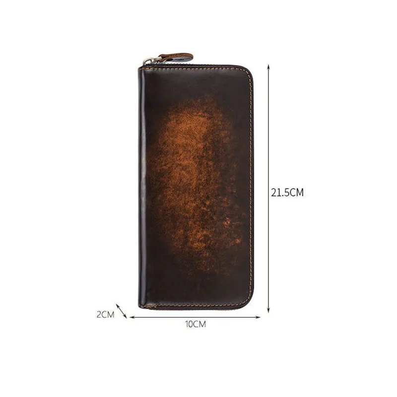 

Genuine Leather Vintage Business Wallet Long Zipper Wallet Pure Color Simple Wallet for Man and Woman 2020 New Dropshipping