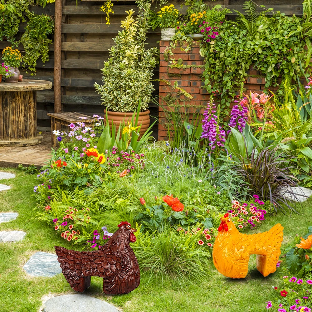 

Hen Statue Animal Model Decorations Ladder Decorations, Outdoor Garden Decorations, Hen Resin Crafts Sculpture Decorations