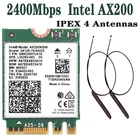 Двухдиапазонный 2400 Мбитс Wi-Fi 6 AX200NGW 802.11AxAc MU-MIMO 2X2 Wifi AX200 NGFF M.2 Bluetooth 5,0 сетевая Wlan карта + антенна IPEX4