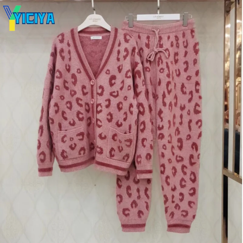

YICIYA Oversized Women Cardigan Sweater Tracksuits women Knitted Jumper Suits Pants 2/Two Pieces Winter Sets suit female y2k met