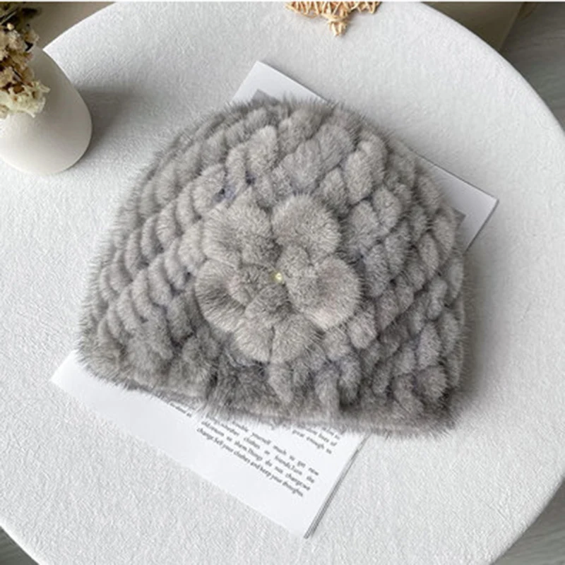 Оптовая цена от производителя модная женская вязаная шапка из меха норки |