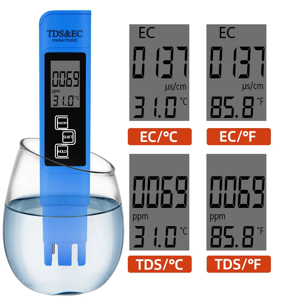 Цифровой измеритель PH 0 14 диапазон измерения 3 в 1 температурный TDS EC Тестер 9000 ppm