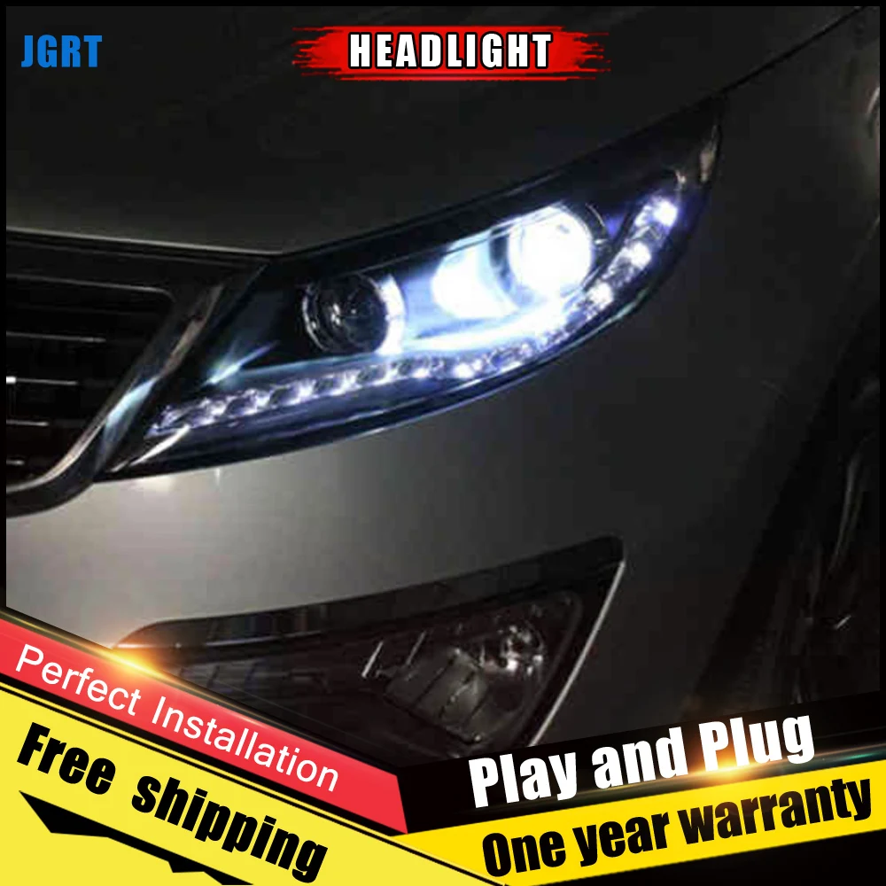 Автомобильные светодиодные фары для Kia Sportage R 2014-2015 линзы двойной луч H7 Ксеноновые