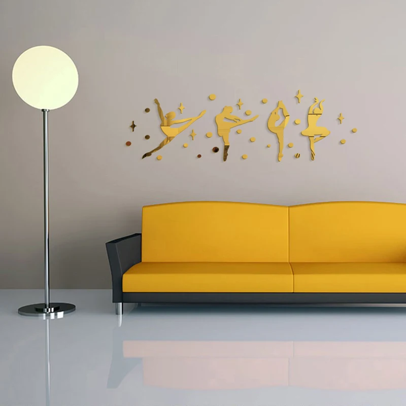 Танцовщица балета 3D зеркальные настенные наклейки для украшения дома DIY Декор