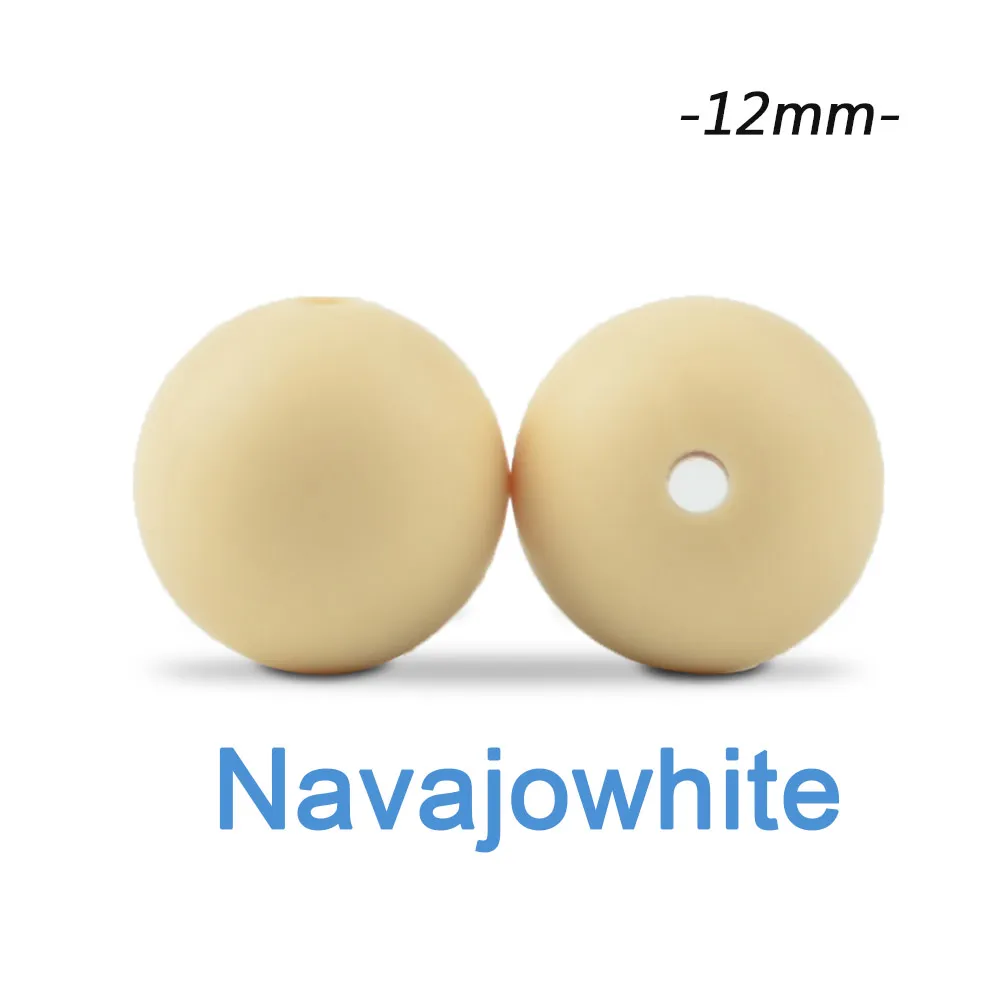 navajowhite Силиконовые бусины LOFCA, 12 мм, 200 шт, детские силиконовые бусины для прорезывания зубов, Пищевая силиконовая детская соска, ожерелье, подвеска, изготовление продукта - Цвет: navajowhite