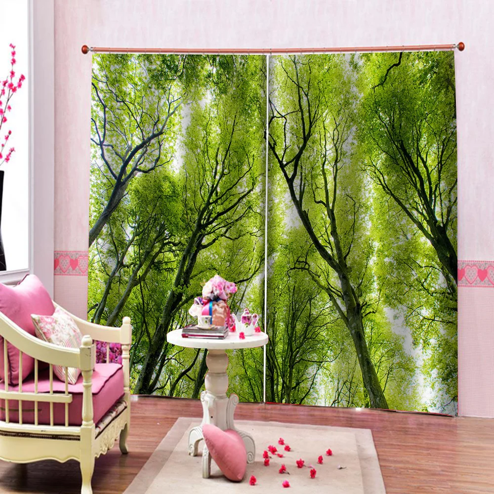 Роскошные затемняющие 3D оконные шторы для гостиной спальни большие зеленые