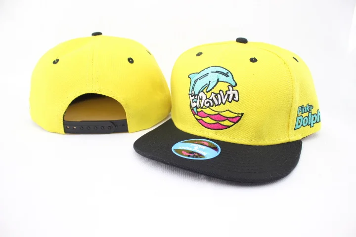 Цвет: желтый Высокое качество,,, Розовый дельфин, бренд snapback, бейсболка, Розовый дельфин, Леопардовый ремешок, шляпа для мужчин и женщин - Цвет: Цвет: желтый
