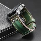 Ремешок для часов из натуральной кожи, винтажный сменный Браслет для часов с заклепками, Прошитый зелёный, 24 мм, аксессуары для часов