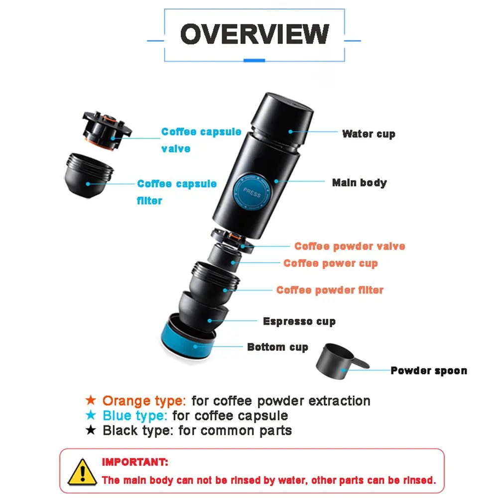2 в 1 капсула и молотый мини эспрессо портативная кофеварка для горячего