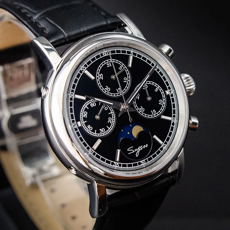 Супер Светящиеся механические часы с хронографом для мужчин ST1908 Moon Phase NATO Calendar мужские наручные часы Relogio