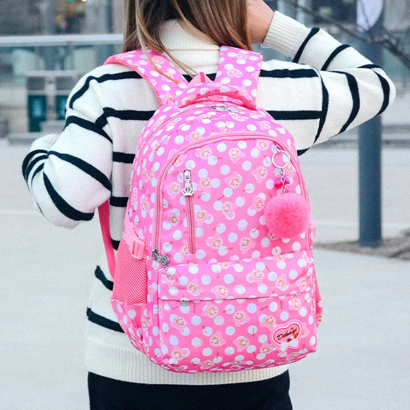 

Waterproof Backpacks Fashion Children School Bags Dots Printing Girls princess Backpack Women School Bags Casual Travel Bags