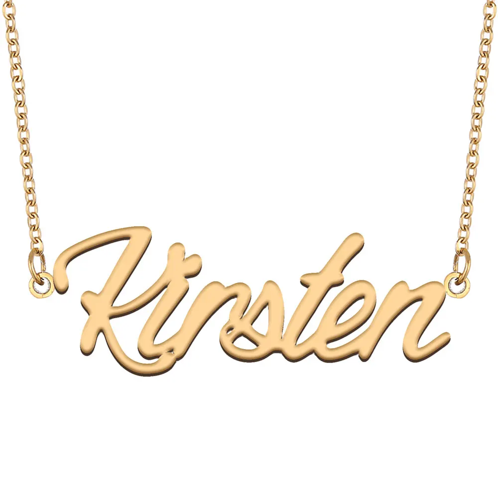 

Kirsten Nameplate Necklace for Women Stainless Steel Jewelry Gold Plated Name Chain Pendant Femme Mothers Girlfriend Gift