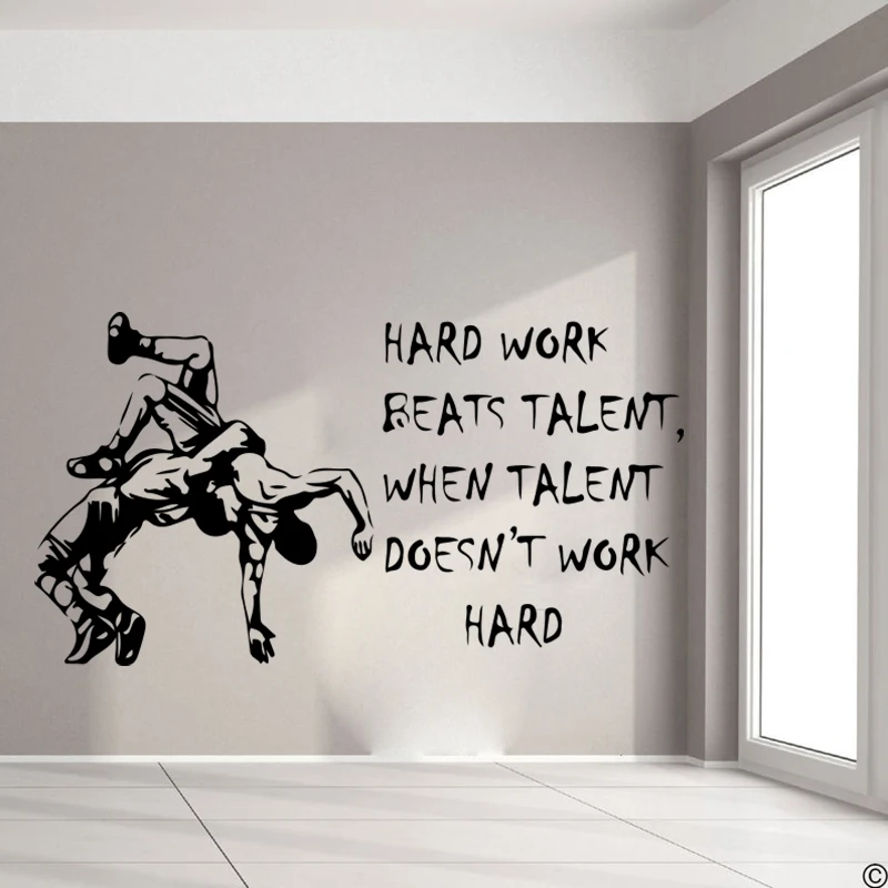 

Large Wrestling Hard Work Inspirational Quote Wall Sticker Bedroom Wrestling Motivational Wall Decal Living Room Vinyl 3333