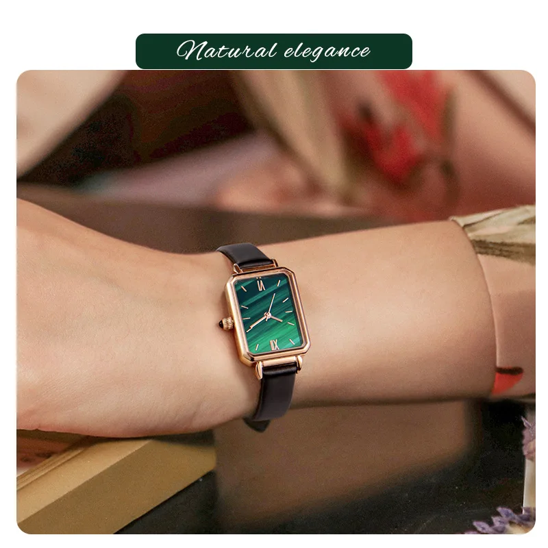Retro simple lola small green watch square dial quartz watch fashion waterproof ladies watch enlarge