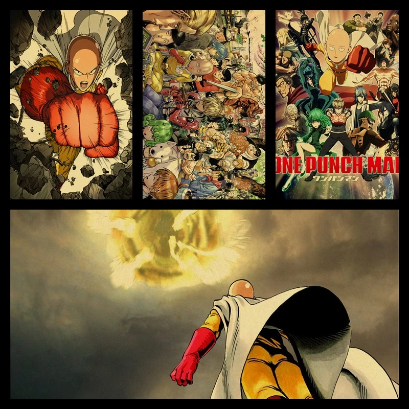 Японский мультфильм one PUNCH MAN для украшения комнаты paintin плакат в стиле ретро из