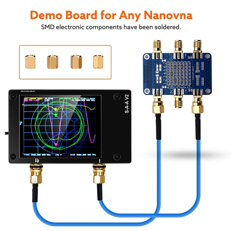 NanoVna V2 with Test Board Kit,50KHz-3GHz Vector Network Analyzer, with 1950MAh Battery, Used for Antenna Analyzer