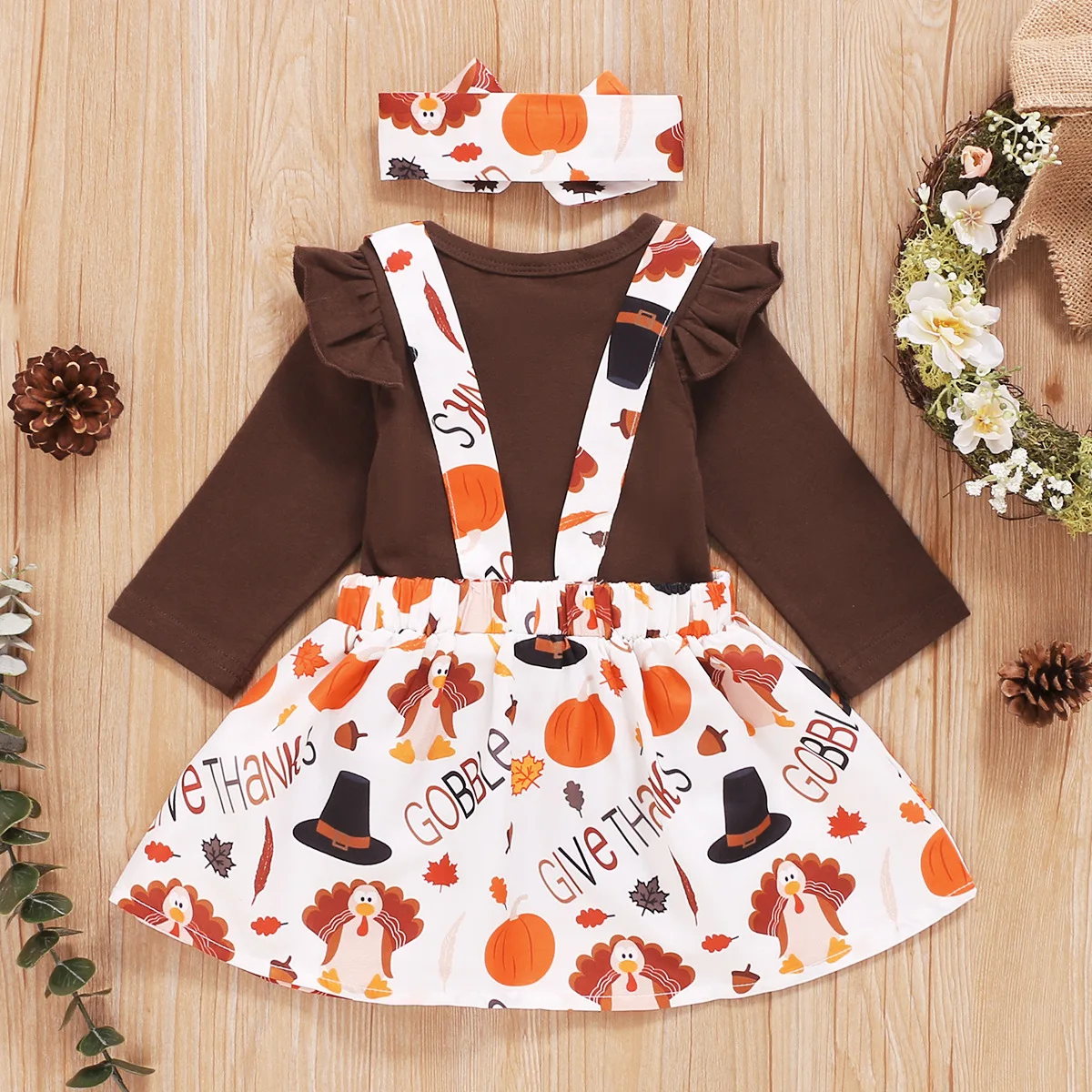 3 шт./комплект боди с юбкой и оборками на рукавах