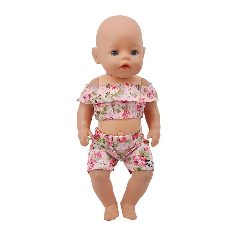 

Bright Flowers One-Piece Sexy Swimsuit Fit 18 Inch American And 43 Cm Reborn Baby Doll Clothes Accessories, Children's DIY Gift