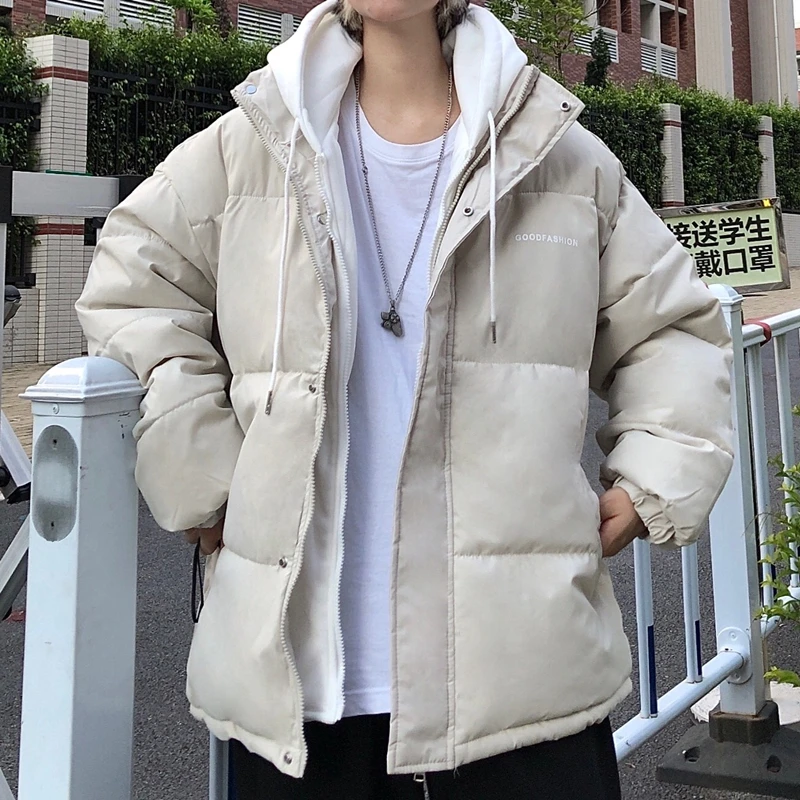

Cotton-padded jacket women winter fake two-piece thick coat loose oversize clothes hood clothing ice solid parka vintage anorak
