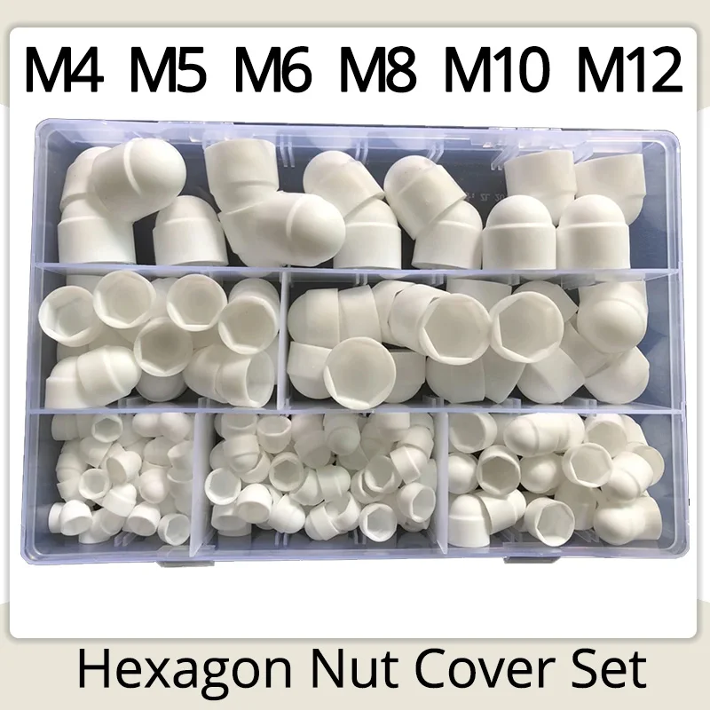 

M4 M5 M6 M8 M10 M12 Hex Nut Cover Black White Dome Protection Cap Covers Exposed Hexagon Plastic PE Nut Bolt Assortment Kits