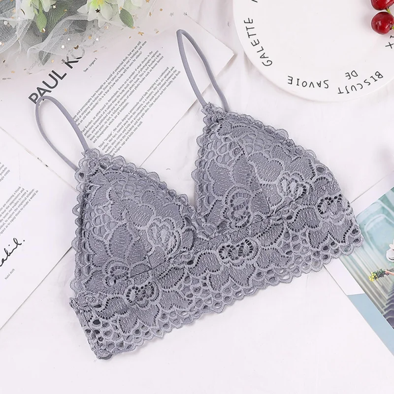 Liva Girl Deep V Bra Female Lace Tube Top Underwear Sexy Lace Summer Bras Top With Chest Pad