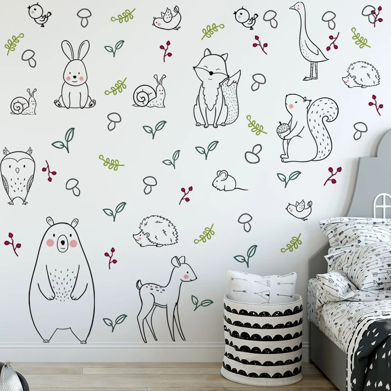 

Zollor мультфильм животных простота трава творчество Наклейка на стену спальня гостиная детская комната Искусство декоративные наклейки