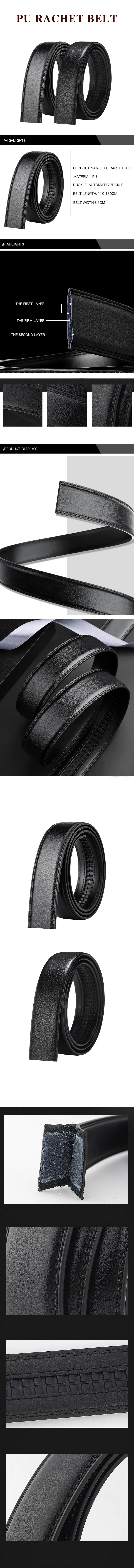 work belts for men Fashion Mens Business Style Black Leather Strap Matching Automatic Buckle Belts Top Quality Belts For Jeans without Buckle leather belt price