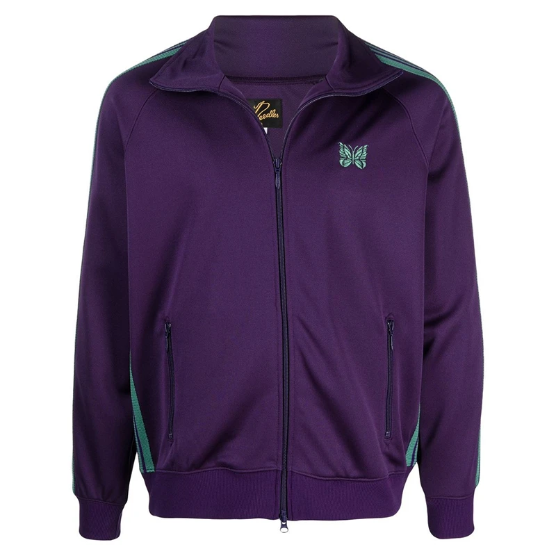 

Purple Needles Jacket Men Women High Street Butterfly Embroidery Logo Needles Track Jacket Outerwear Coats AWGE