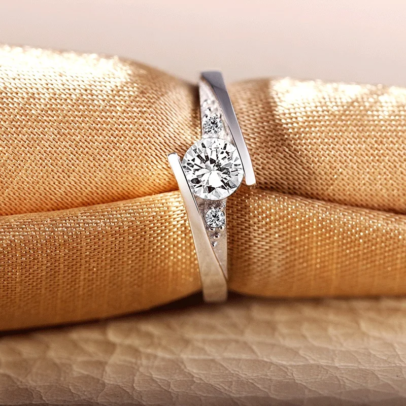 MDEAN белый золотой цвет Круглый ААА Циркон Свадебные кольца очаровательные