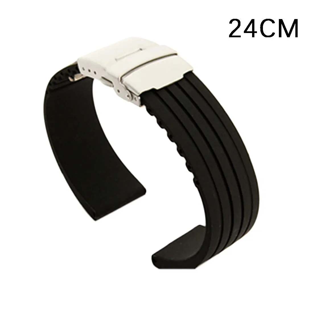 black 24mm Новинка 18 20 22 24 мм Мужской Женский силиконовый резиновый ремешок для часов, водонепроницаемый ремешок с пряжкой - Цвет ремешка: black 24mm